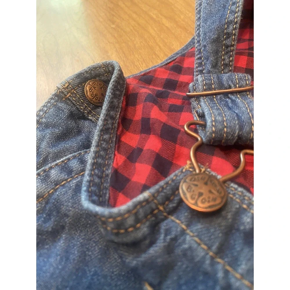Osh Kosh B Gosh‎ Vestbak 3T Lined Red Black Checkered Jean Overalls D